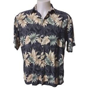 Corsini Tropical Shirt Mens Large Black Rayon Button Up Beach Summer Vibe Boho L